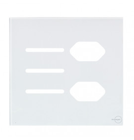 Placa p/ 3 Interruptores + Tomada dupla 4x4 - Novara Glass Branco